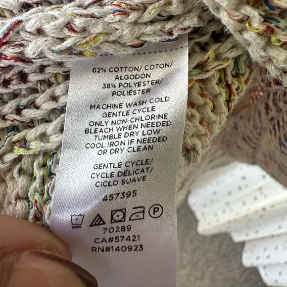 Loft Confetti Rainbow Knit Stocking Stitch Quarter Sleeve Side Slits Sweater M - Picture 7 of 7